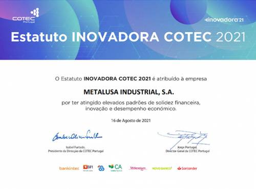METALUSA reconnu avec le Statut de INOVADORA COTEC 2021